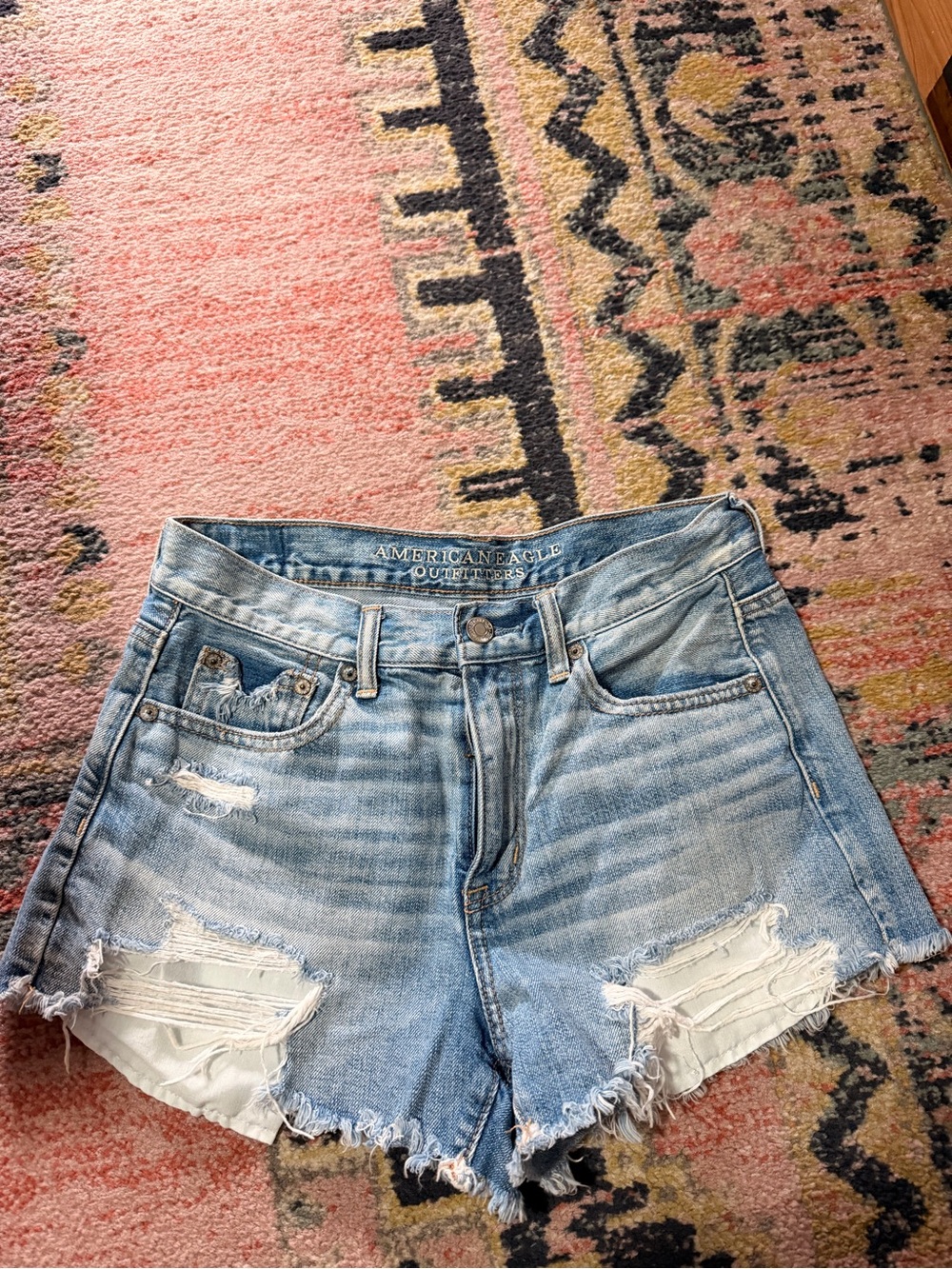 American Eagle Outfitters Light Blue Ripped Denim Shorts